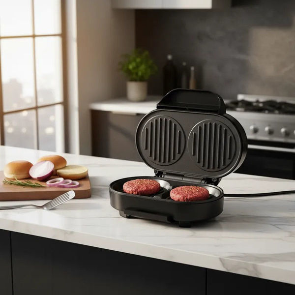Imagen de Máquina plancha eléctrica para hacer hamburguesas, 1000W, en caja, WINNING STAR