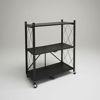 Imagen de Mueble estantería de metal plegable con ruedas, 3 estantes NEGRO, en caja