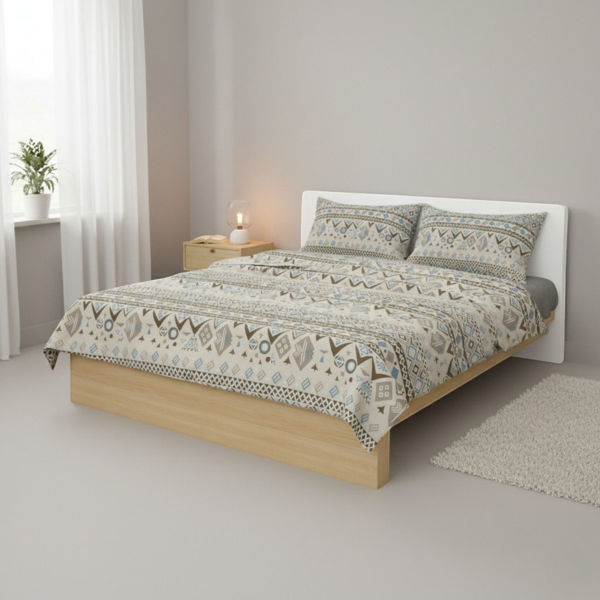 Imagen de Sábanas Queen size Berlina by Teka, con diseño, 158x198x30 250x220 50x70cm, set de 4 piezas 50% poliéster 50% algodón, 160 hilos, en sobre de PVC