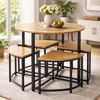 Imagen de Mesa redonda de hierro y MDF con 4 bancos, BEIGE, en caja Berlina Home