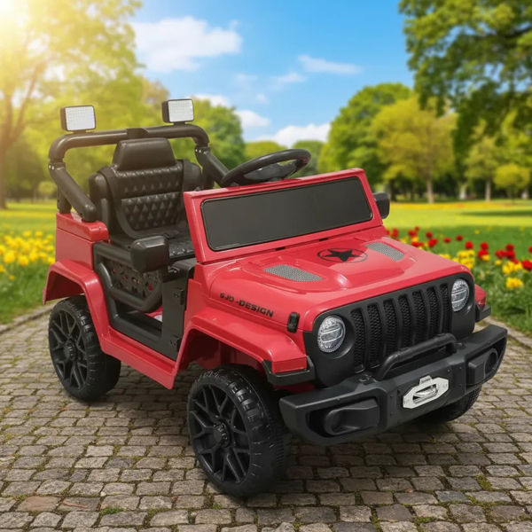 Imagen de Jeep a batería, con control remoto, con luz y sonido, 2 baterías de 6V c/u, en caja, varios colores
