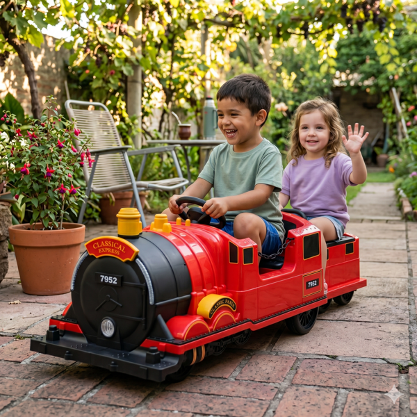 Imagen de Bugui tren a batería, con control remoto, con luz y sonido, batería de 12V, en caja