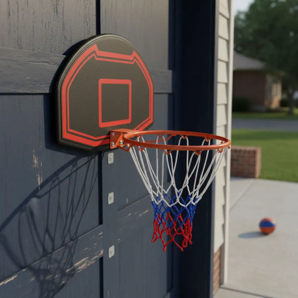 Imagen de Tablero de basket de plástico, aro de metal 38cm, para pared y sobre puerta, en caja