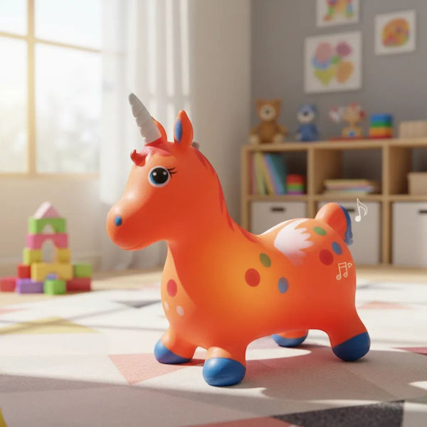 Imagen de Inflable saltarín unicornio con luz y sonido, 1400g, varios colores