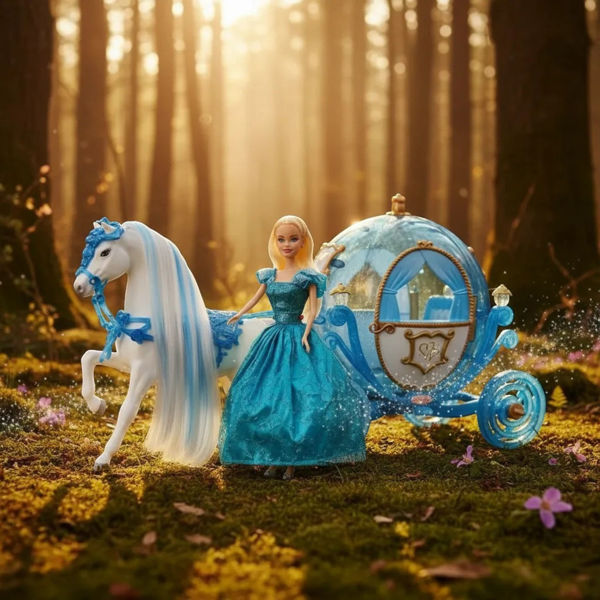 Imagen de Caballo y carruaje con muñeca, en caja