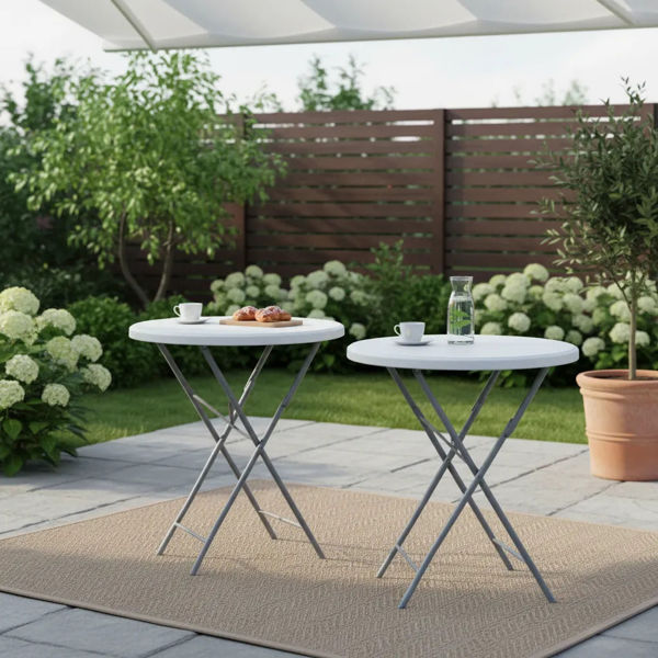 Imagen de Mesa de PVC y hierro, patas plegables, Berlina Home, alta ideal para bar