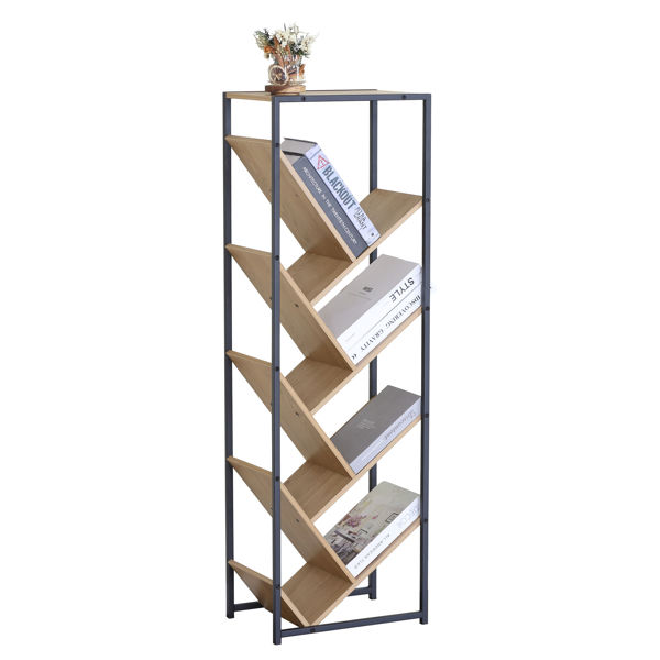 Imagen de Mueble biblioteca de hierro y MDF, 8 estantes diagonales, en caja Berlina Home
