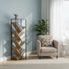 Imagen de Mueble biblioteca de hierro y MDF, 8 estantes diagonales, en caja Berlina Home
