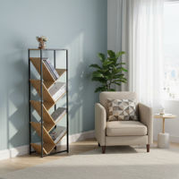 Imagen de Mueble biblioteca de hierro y MDF, 8 estantes diagonales, en caja Berlina Home
