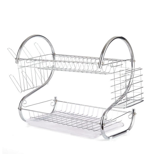 Imagen de Escurridor de platos, de metal, 2 pisos, 2 modelos, varios colores, en caja