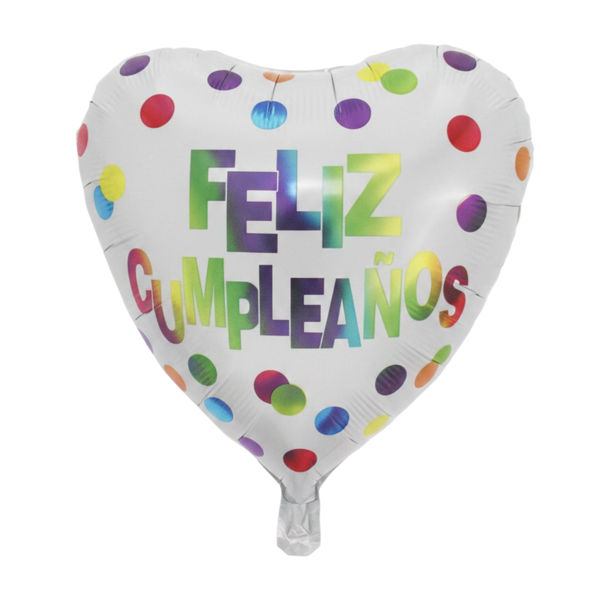 Imagen de Globo metalizado feliz cumpleaños, corazón 18" PACK x10