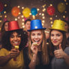 Imagen de Gorro para cotillón, de plástico con brillantina, varios colores