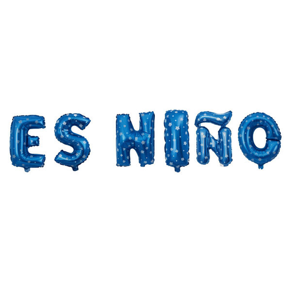 Imagen de Globo metalizado letras ES NIÑO, en bolsa