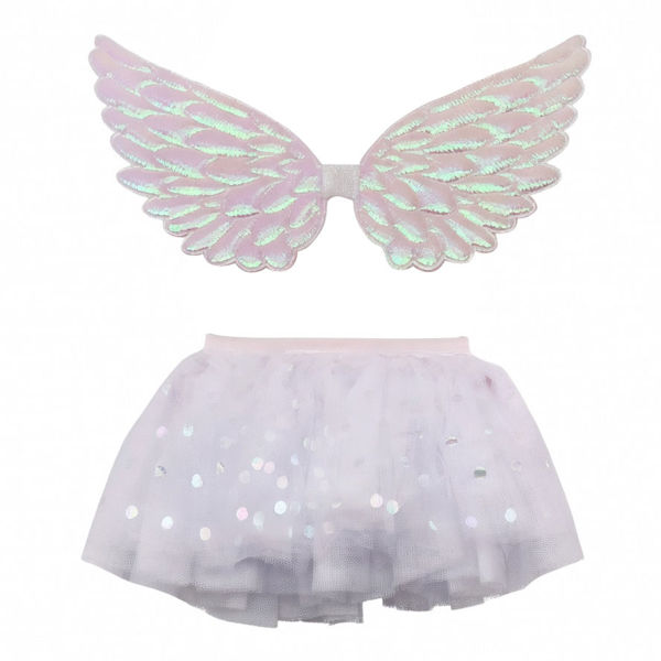 Imagen de Disfraz alas de angelito y pollera, color blanco, en bolsa