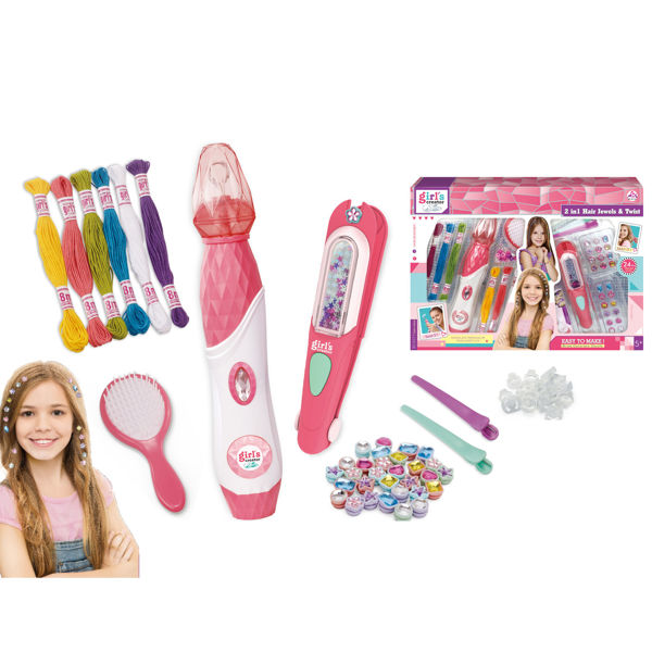 Imagen de Cuentas para decorar el pelo, con trenzador y apilcador, con accesorios, 2AA en caja