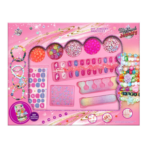 Imagen de Set de belleza para decorar uñas, stickers, con cuentas para collares en caja