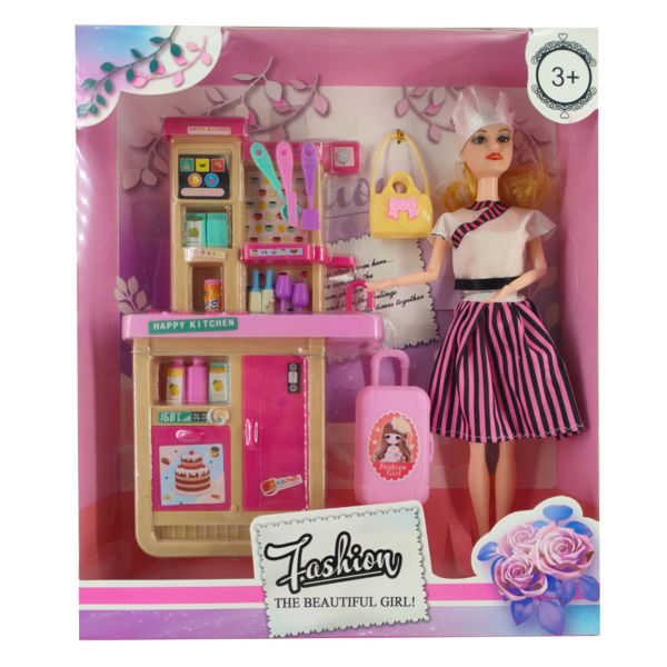 Imagen de Muñeca articulada, con accesorios de cocina, en caja