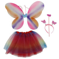 Imagen de Disfraz pollera, alitas y accesorios mariposa, multicolor en bolsa