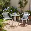 Imagen de Mesa de metal color blanco tapa de vidrio, con 2 sillas de metal y símil rattan, en caja