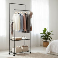 Imagen de Mueble perchero doble de plástico y metal, con 2 estantes, en caja 2 colores