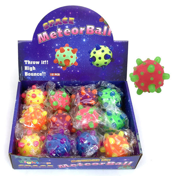 Imagen de Juguete antiestrés de goma, con luz, pelota asteroide, CAJA x12