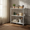 Imagen de Mueble estantería de metal plegable con ruedas, 3 estantes BLANCO en caja