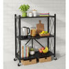 Imagen de Mueble estantería de metal plegable con ruedas, 3 estantes NEGRO, en caja
