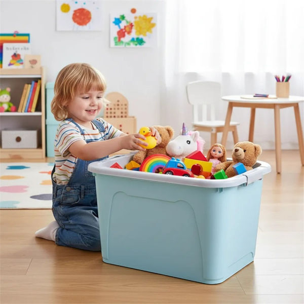 Imagen de Caja organizadora de plástico 98L, con ruedas 2 colores