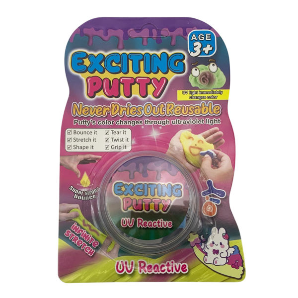 Imagen de Masa antiestrés, cambia el color con la luz UV y el calor, varios colores, 20g en blister