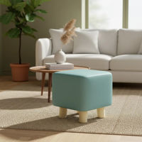 Imagen de Banquito de madera 4 patas, forrado PU varios colores en bolsa