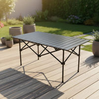 Imagen de Mesa enrollable rectangular de aluminio pintado plegable, portátil, en bolsa, varios colores
