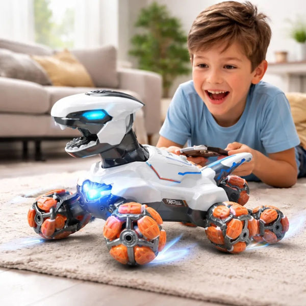 Imagen de Robot dinosaurio con control remoto, con luz, sonido, movimiento, lanza vapor, USB 2+2AA, en caja, varios modelos