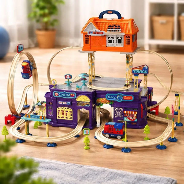 Imagen de Pista de tren, con accesorios 191 piezas, 2AAA, en caja