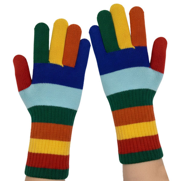 Imagen de Guantes de adulto, tejido, puños largos con agujeros para dipositivos táctiles, varios colores