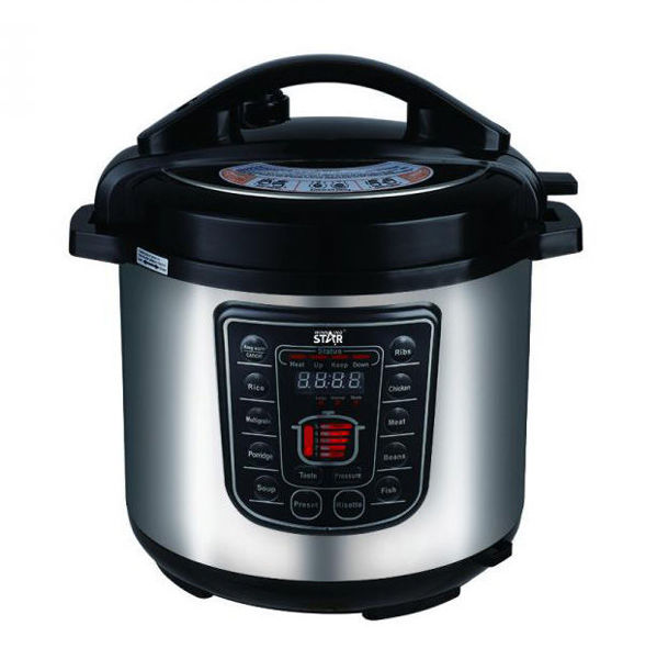 Imagen de Olla a presión eléctrica, acero inoxidable, digital, con accesorios, 6L, 1000W, en caja, WINNING STAR