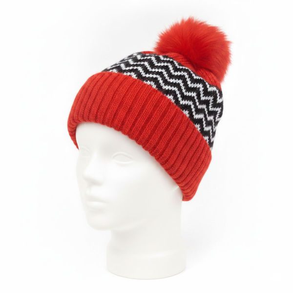 Imagen de Gorro infantil, tejido forrado con pompón, varios colores