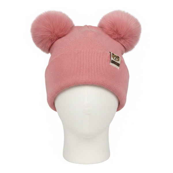 Imagen de Gorro infantil, de poliéster, con pompones, varios colores