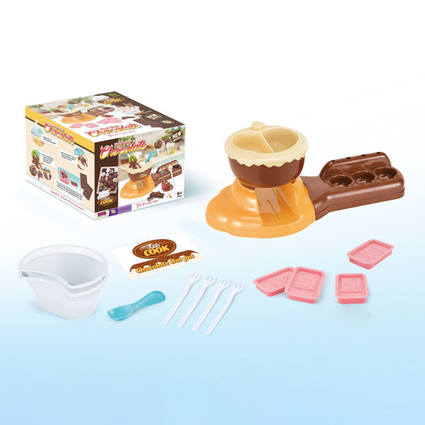 Imagen de Set de cocina, fábrica de chocolates, se usa agua caliente para derretir chocolate para bañar o hacer formas, con accesorios, en caja