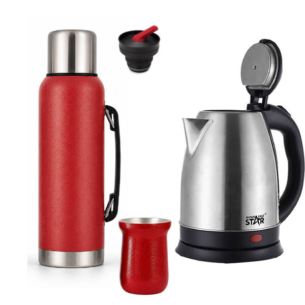Imagen de Kit Matero Termo 1lt , Mate y Jarra Electrica 1.8lt Rojo