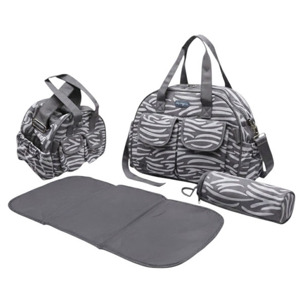 Imagen de Bolso maternal de PVC, bolso chico, cambiador y portamamadera, 2 colores