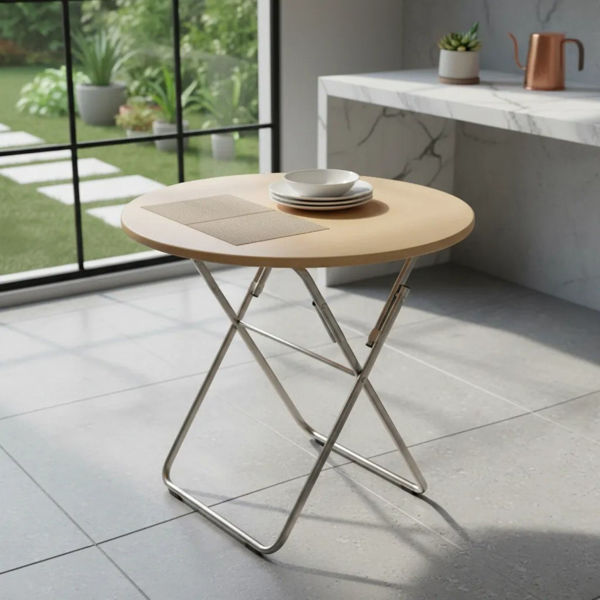 Imagen de Mesa de madera patas de hierro, plegable