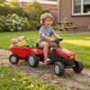 Imagen de Bugui tractor con zorra a pedal, de plástico, en caja, ROJO