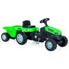 Imagen de Bugui tractor con zorra a pedal, de plástico, en caja, VERDE