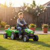 Imagen de Bugui tractor con zorra a pedal, de plástico, en caja, VERDE