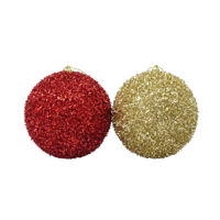 Imagen de Bolas navideñas x2 10cm, con brillantina en caja de mica