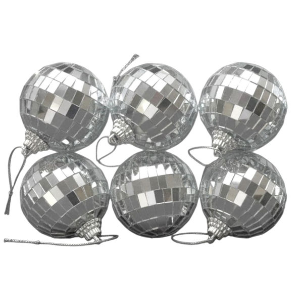 Imagen de Bolas navideñas x6 4cm, facetadas espejo, en caja de mica