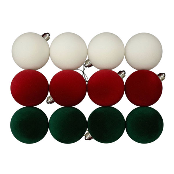 Imagen de Bolas navideñas x12 6cm, textura símil terciopelo 3colores, en caja