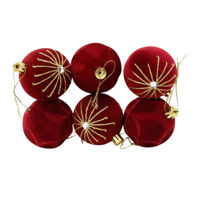 Imagen de Bolas navideñas x6 6cm, textura símil terciopelo, en caja