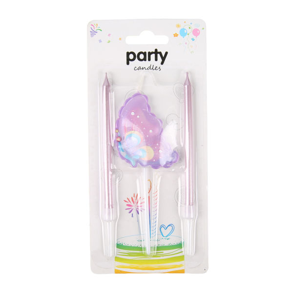 Imagen de Velita de cumpleaños, mariposa con 2 velitas, en blister