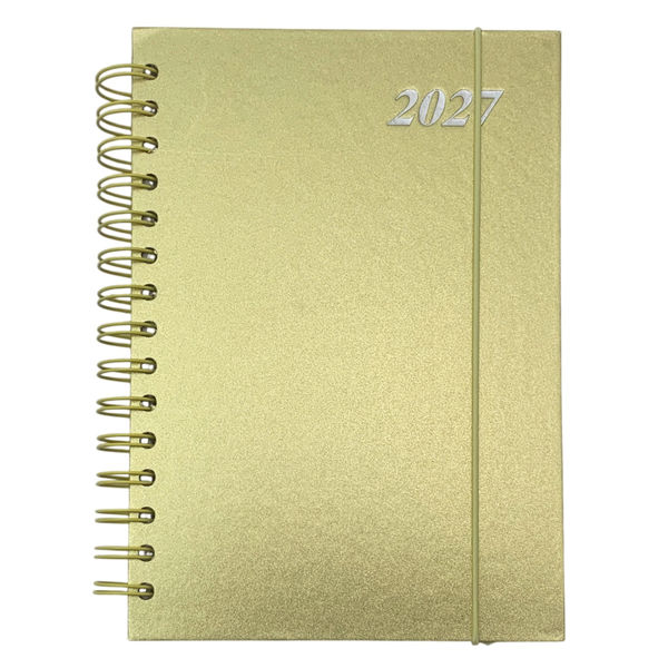 Imagen de Agenda diaria 2027 A5, tapa dura con espiral y elástico, varios colores